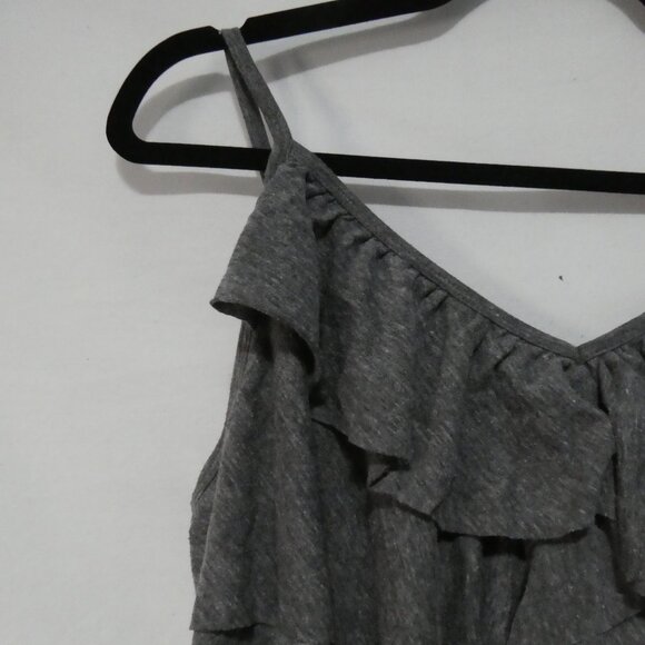DKNY JEANS | size 14/16 W | Grey Ruffled Spaghetti Strap Top - Picture 3 of 13